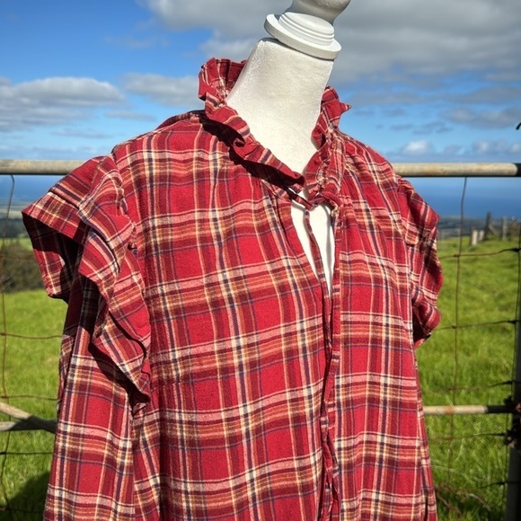 NWT Blank NYC Check That Out Top Plaid Flannel Ruffle Top 3X - Picture 4 of 9